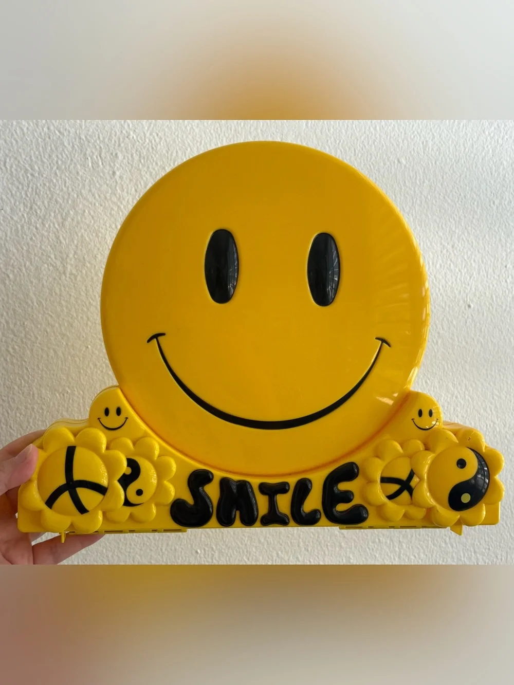 Vintage Large Plastic Smiley Stationary Carrying Case or Decor